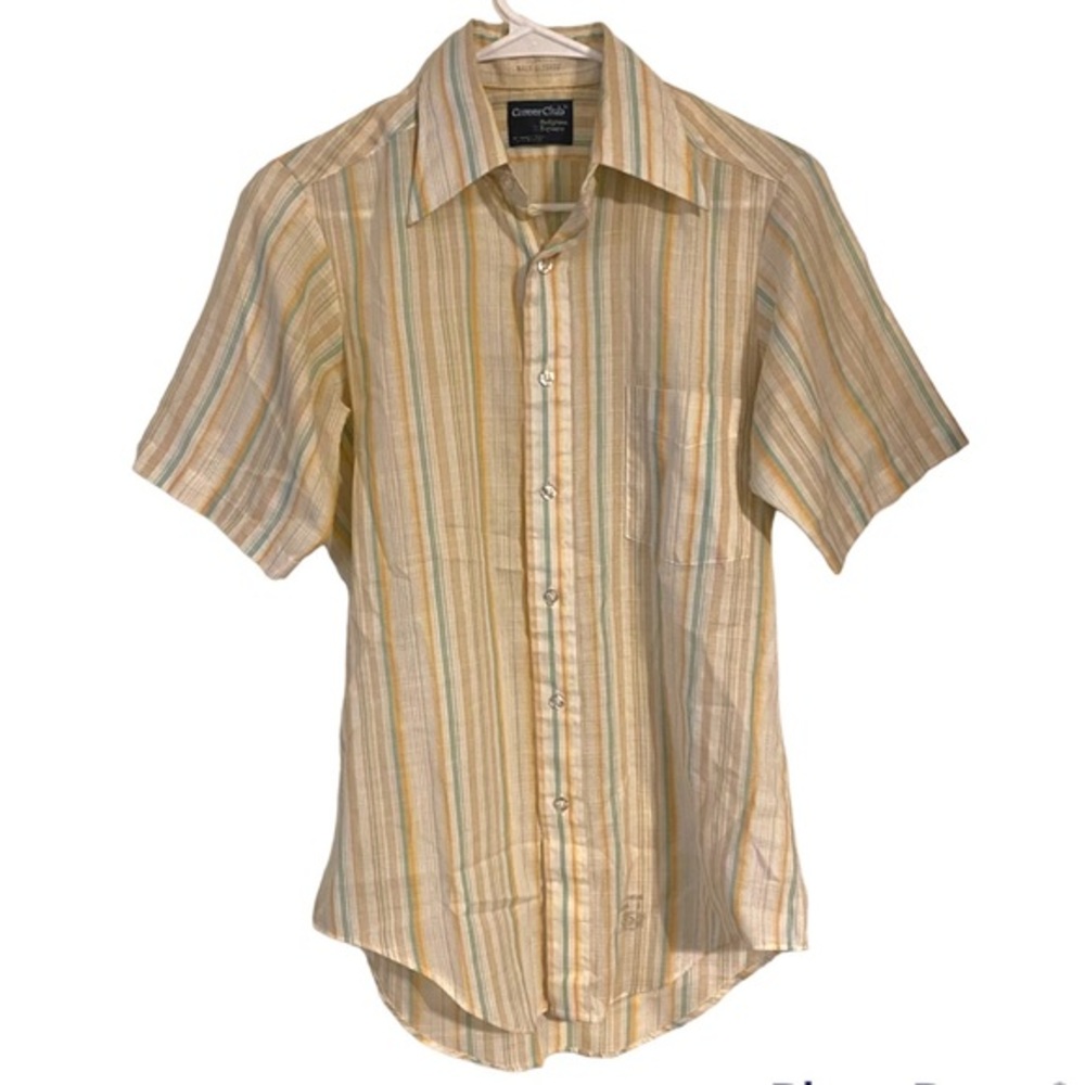 Vintage 70’s Career Club Pastel Striped‎ Dagger Collar Men’s Button Down